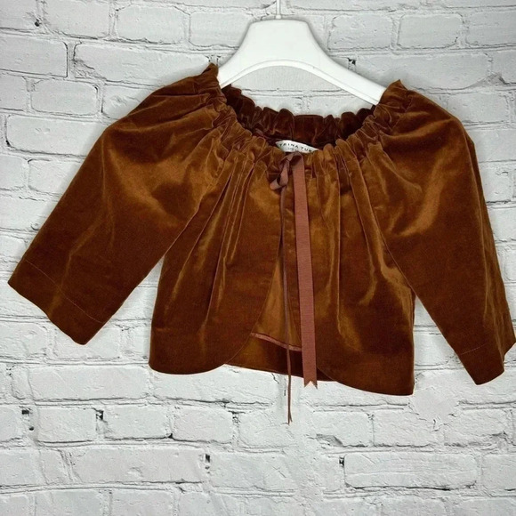 Trina Turk Brown Velvet Cropped Jacket Women’s size Medium - Picture 1 of 6